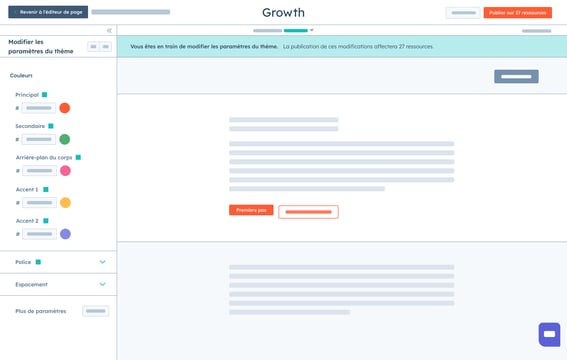 Interface de personnalisation du design du blog gratuit