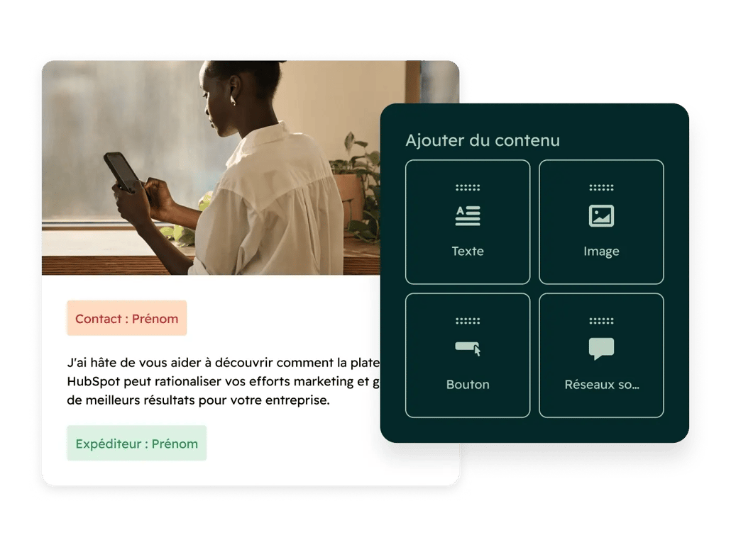 éditeur e-mail marketing drag and drop de HubSpot
