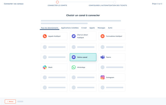 Connexion à un canal tel que Slack, WhatsApp ou canal personnalisé